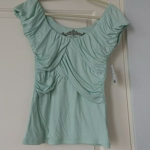 Anthropogie Deletta light green tee